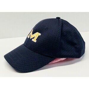 Michigan Wolverines Adjustable Hat Navy Blue Yellow Logo Vent Cobra One Size GUC